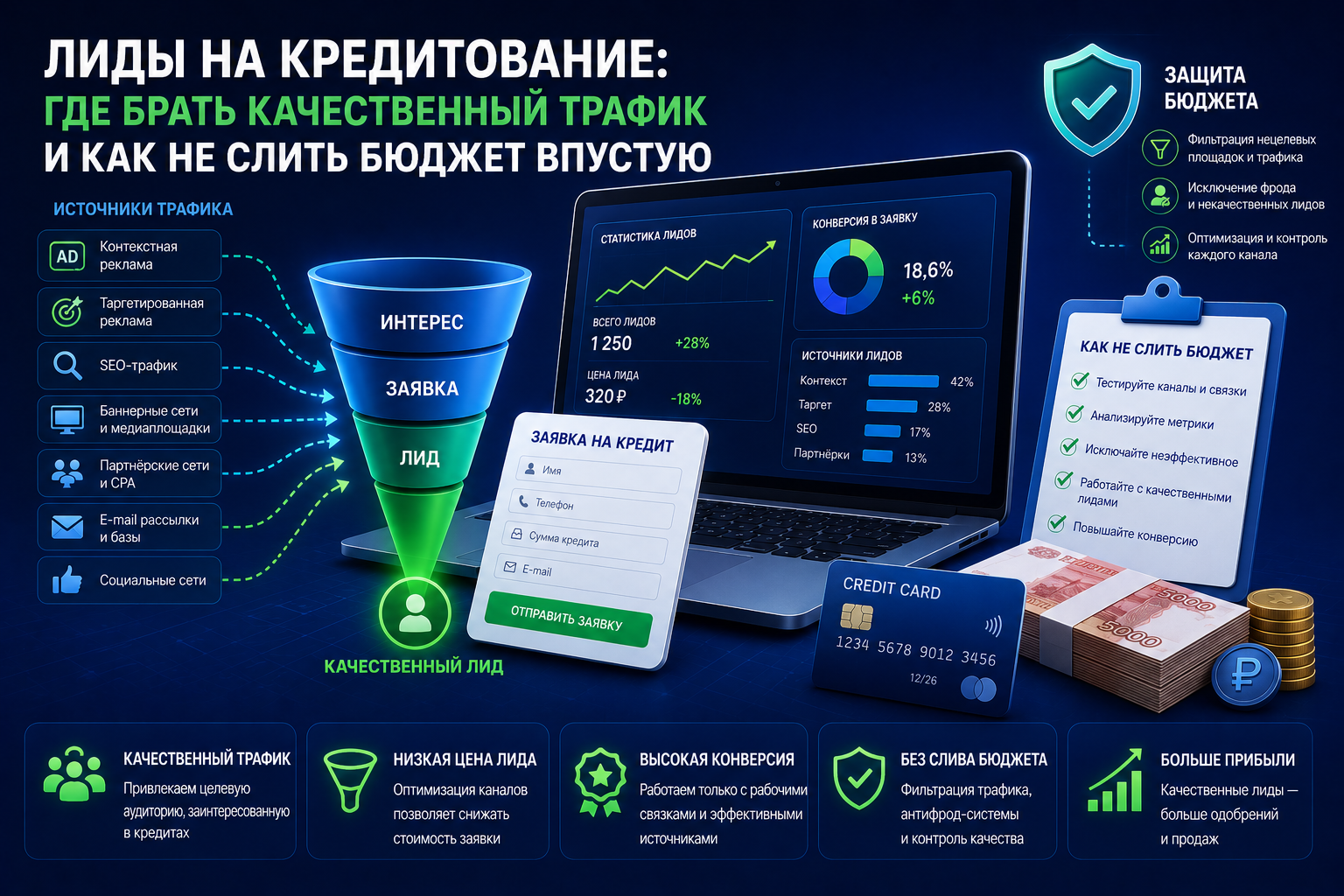 Лиды на кредитование: где брать качественный трафик и как не слить бюджет впустую